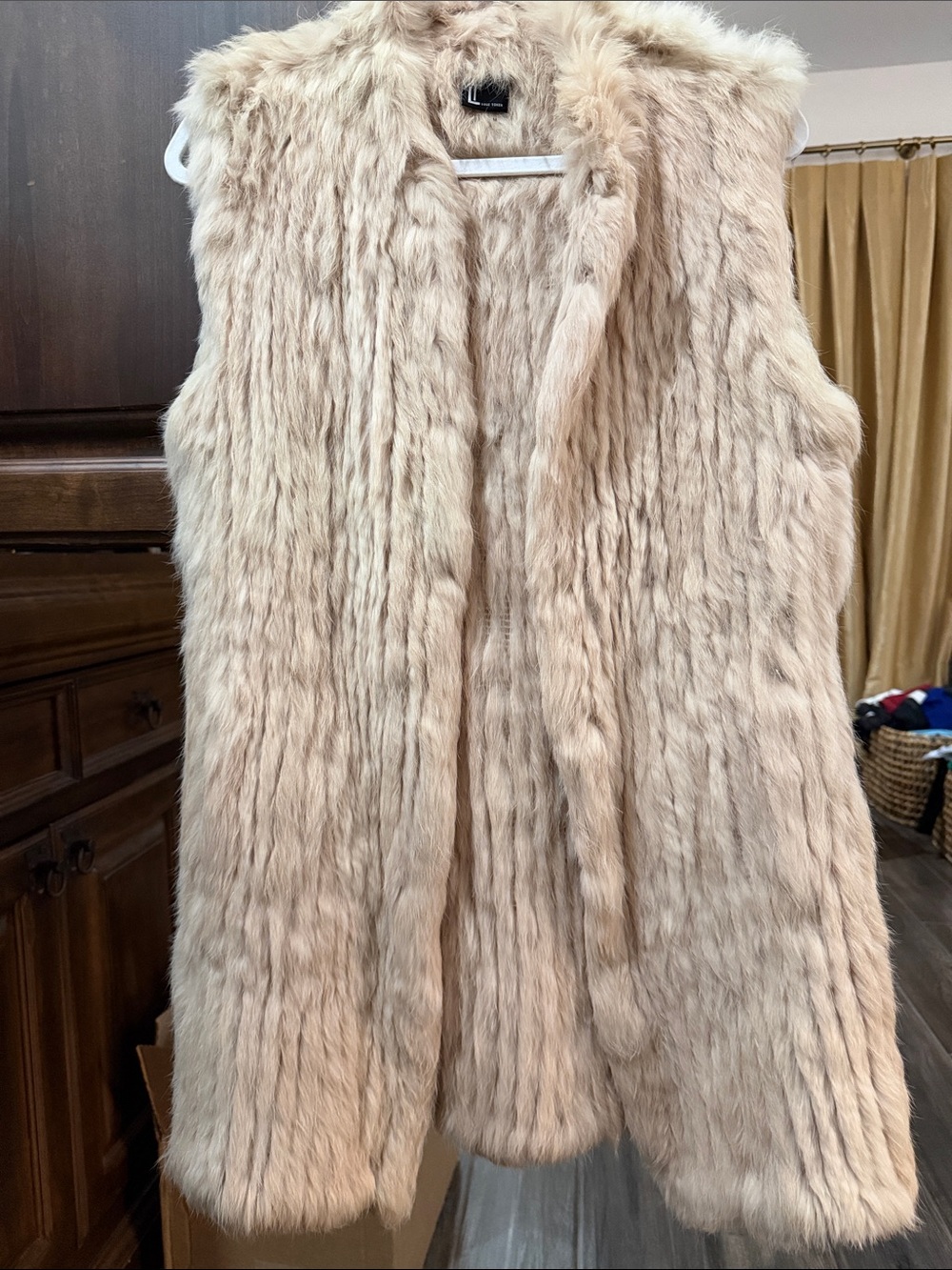 Love Token Beige Rabbit Fur Vest